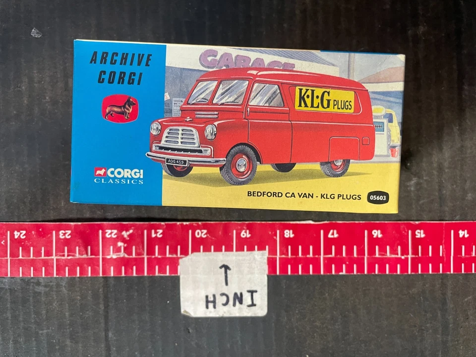 Corgi Classics die-cast model of a Bedford CA Van KLG Plugs livery version - Image 1 of 4