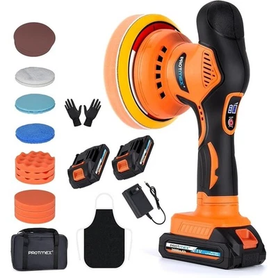 Cordless Car Buffer Polisher w/ 2x2000mAh 21V Batteries 6 Inch Waxer Kit - Image 1 of 4