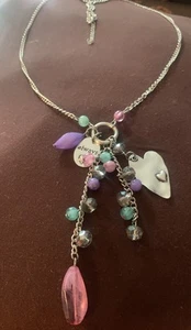 New Macy’s Long Silver Tone Whimsical Fun Necklace - Picture 1 of 8