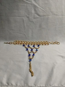 Goldstone Chain Bracelet With Connected Ring And Beads - Picture 1 of 3
