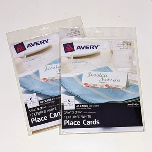 (2) Avery 80504 textured white place cards 1-7/16 x 3-3/4 laser inkjet 120 5011 - Picture 1 of 1