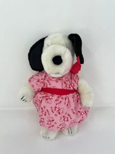 Vintage Peanuts Snoopy Hund Schwester Belle Plüsch rosa Kleid Stofftier Spielzeug 10 Zoll - Bild 1 von 3