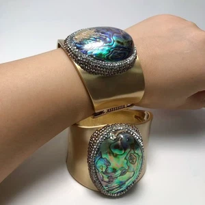 Moda Donna Gioielli Accessorio Conchiglia Bracciale Intarsiato Braccialetto Lusso Regalo Sera - Foto 1 di 11