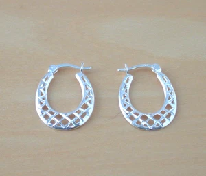 Sterling Silver Hoop Earrings/23mm Hoop Earrings/Creole Earrings/UK - Picture 1 of 5