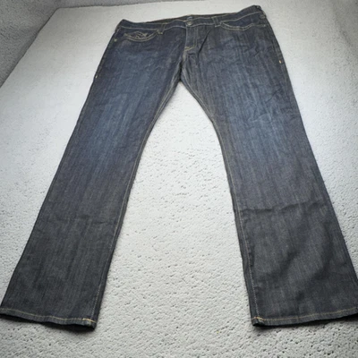 Pantalones de mezclilla rectos True Religion Ricky para hombre 44x34 azul punto grande hechos en EE. UU. Foto 1 de 4