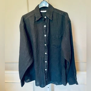 Bryn Walker 3X Black Linen Oversized Relaxed Button Down Long Sleeve Shirt NWOT - Picture 1 of 7