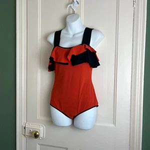 Roksanda Ilincic Orange Black Swimming costume one piece swimsuit designer 10 - Picture 1 of 12