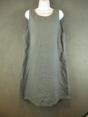 Vestido Granate Hill Mujer 16 Gris 100% Lino Sin Mangas Bolsillos Cambiantes Dobladillo Crudo Foto 1 de 4