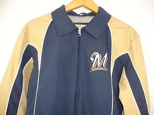 MLB Milwaukee Brewers Full Zip Blue Gold Jacket Genuine Merchandise Mens M