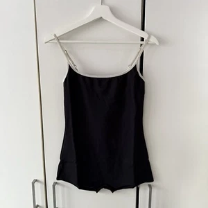Free People Basique Bodysuit Romper Size M Boyshorts Shortie Black - Picture 1 of 7