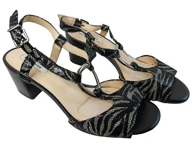 ALEX MARIE STRAPY ZEBRA PRINT LEATHER SANDALS W/ 2" BLOCK HEEL SIZE 7M - Image 1 of 4