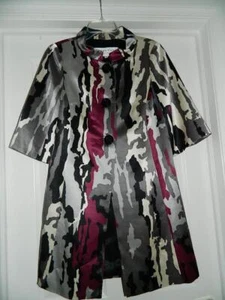 Abrigo Chaqueta Polvo Trina Turk Gris y Magenta Lana/Seda Mangas 3/4, Talla Pequeña - Imagen 1 de 12
