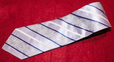 XMI PLATINUM MADE IN U.S.A. MULTI COLOR STRIPED/PAISLEY TIE - DESIGNER TIES. - Image 1 of 3