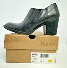 Womens Born Breckin Leather Ankle Boots Block 3"  Block Heel Black Sz 9.5 *NEW*