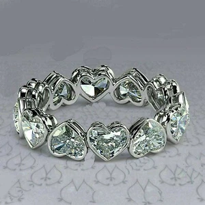 2.50CT Heart Cut Moissanite Full Eternity Wedding Ring 14K White Gold Plated - Picture 1 of 7