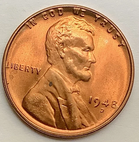 1948 D  Uncirculated BU Red RD - Lincoln Wheat Cent ~ A852 Cover