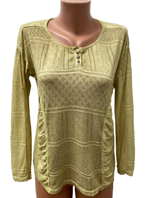 ELISA CAVALETTI Daniela Dallavalle Sz M Blouse Top Yellow Knit Crochet Long S... - Image 1 of 4