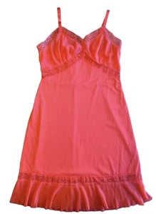 Vtg Sears Red Full Slip Dress Accordion Pleats Sheer Lace Nylon Rockabilly Sz 36 - Picture 1 of 12