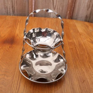 Metal Stackable Relish Tray Fluted With Rack - Picture 1 of 6