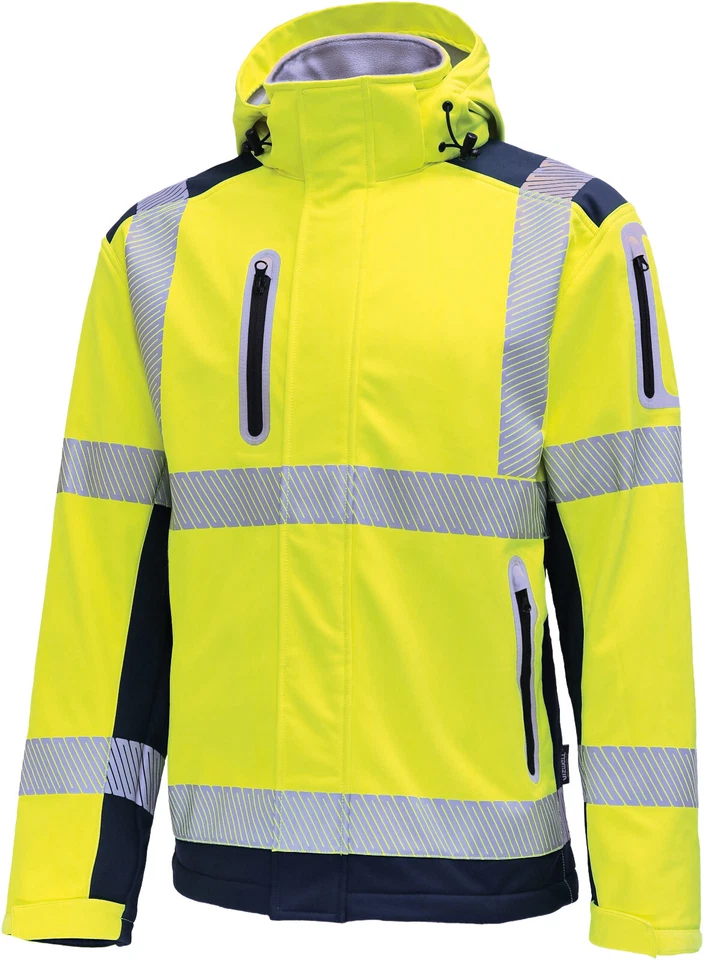 Vizwell Warnschutz Softshelljacke Arbeitsjacke leuchtgelb wasserabweisend - Bild 1 von 4