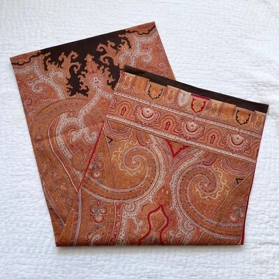 Pottery Barn Paisley Table Runner 22" X 108" 2009 India Gold Red Brown Linen - Image 1 of 4
