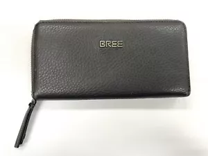 Auténtica cartera larga de cuero BREE con cremallera redonda gris como está - Imagen 1 de 14