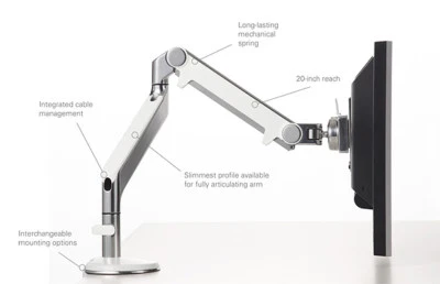 Humanscale M2 Monitor Arm  (Slide Clamp 25mm) 3of 7 - Image 1 of 4