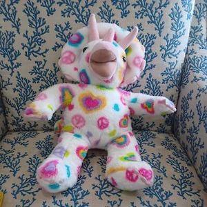 Build A Bear Triceratops Dinosaur Plush Peace Sign Love Hearts Stuffed Toy - Picture 1 of 5