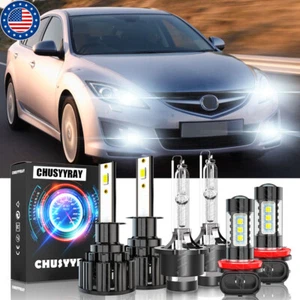 For 2006 2007 2008 Mazda 6 LED HID Headlights Bulbs Hi/Low Beam +Fog Light Kit - Picture 1 of 12