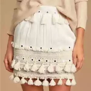 Anthropologie Raga cremefarbener Damen-Minirock mit Tassel – Größe S - Bild 1 von 8