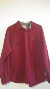 Wrangler Shirt L Comfort Flex Long Sleeve Twill Button Front Heavyweight Maroon - Picture 1 of 9