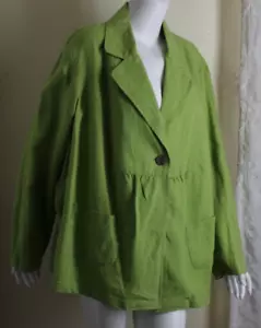 Charter Club Sz 3X Beautiful GREEN 100% Linen One-Button Jacket Blazer - Picture 1 of 5