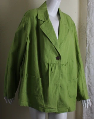 Charter Club Talla 3X Hermosa Chaqueta Blazer VERDE 100% Lino Un Botón Foto 1 de 4