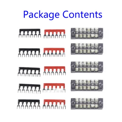 5pk 6-Position 600V 15A Double Row Barrier Block Screw Terminal Strip Replaces - Image 1 of 4