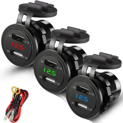 Prise Chargeur Voiture car Double USB Port 12V Prise allume-cigare encastrable  - Image 1 of 4