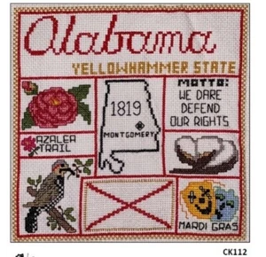 A Bit Of Alabama Kreuzstichkarte 1983 Betty Haddad Shelton kreatives Andenken - Bild 1 von 3