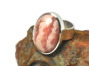 ANILLO de piedras preciosas de plata esterlina 925 rodocrosita - Talla: J - Sellado - Imagen 1 de 5