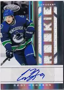JERSEY CODY HODGSON 2011-12 CON CERTIFICACIÓN PANINI EN FORMA DE NOVATO Y AUTÓGRAFO CERTIFICADO - Imagen 1 de 1