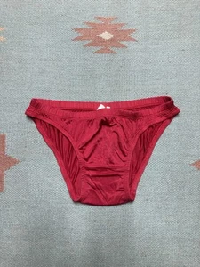 Vintage Mansilk bikini briefs string crimson red silk underwear soft mens medium - Picture 1 of 5