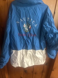 Rara giacca vela reversibile Nautica Yacht Club full zip con bottoni XL - Foto 1 di 20