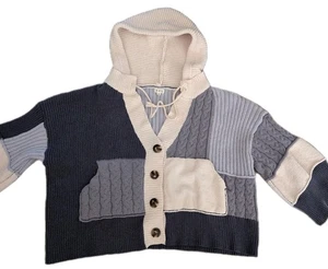 Pol Damenpullover mit Kapuze Grobstrick Patchwork gebraucht, in einwandfreiem Zustand Größe Small kastig - Bild 1 von 20