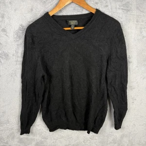 Maglione donna lusso 100% cashmere club room XL nero scollo a V old money preppy - Foto 1 di 5