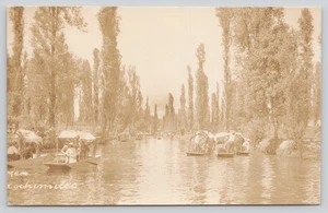 Postal RPPC Xochimilco México Trajineras Barcos Canal Escena c1930s - Imagen 1 de 2