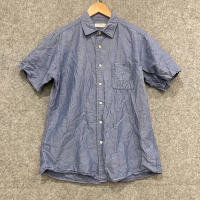 Uniqlo Shirt Mens Size Medium Blue Linen Blend Button Up Short Sleeve 21925 - Image 1 of 4