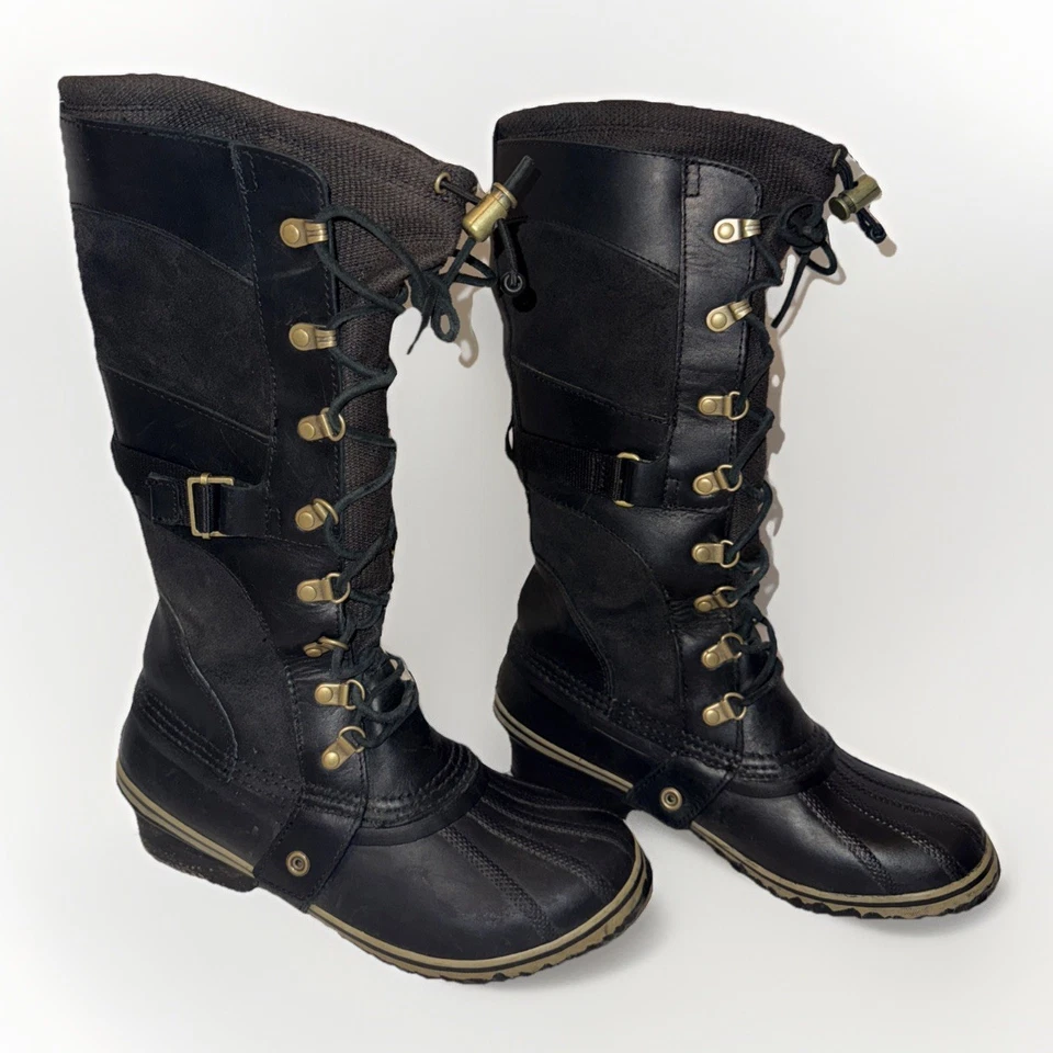 Sorel Womens Conquest Carly Tall Leather Duck Boots Size 9 NL 2033-010 - Image 1 of 4
