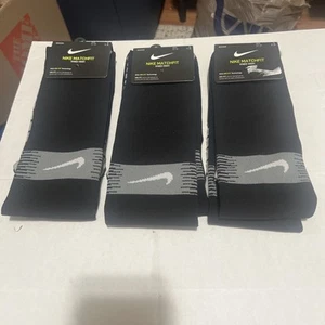 Nike Match Fit Knee High Socks 3 Pair lot Size 12-15 Brand New Black / Grey - Picture 1 of 3