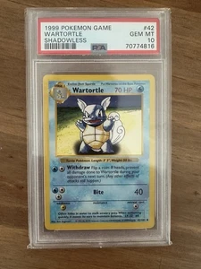 WARTORTLE #42 PSA 10 1999 POKEMON WOTC SHADOWLESS BASE SET  - Picture 1 of 2