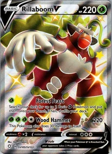 Rillaboom V Shiny Holo Rare Full Art SWSH:Shining Fates: Shiny Vault SV105/SV122 - Picture 1 of 2