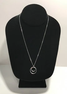 Sterling Silver 925 Double Circle Necklace by Chiclove - Picture 1 of 13