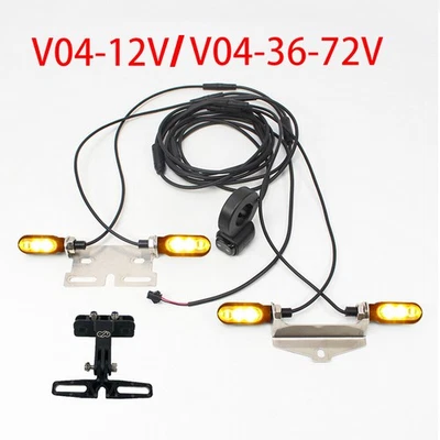E-bike 12V 72V Front & Rear Turn Signal Light Set with Bracket Waterproof Cable - Image 1 of 4